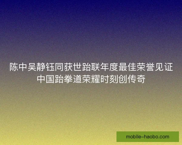 陈中吴静钰同获世跆联年度最佳荣誉见证中国跆拳道荣耀时刻创传奇